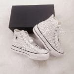 Custom Converse For Bride -High Top Lift Platform Converse Custom Bling Bridal Sneakers -Pearl Wedding Shoes -Unique Gift For Her