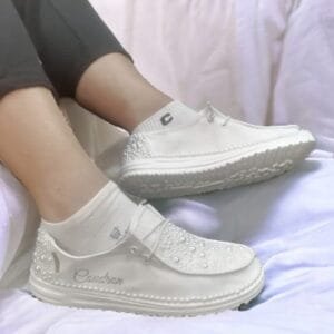 Custom Pearl Comfort Loafers Slip-On Wedding Sneakers PDU001