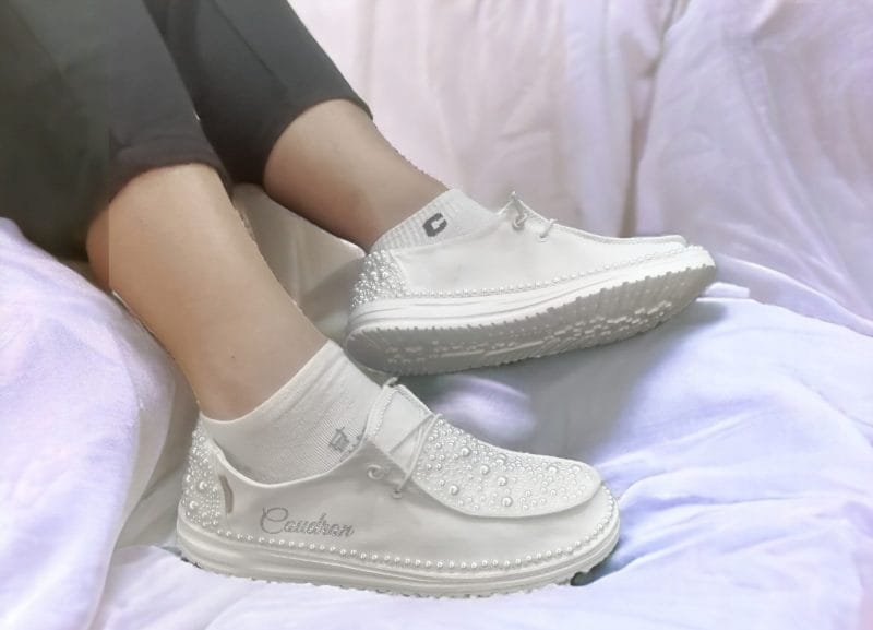 Custom Pearl Comfort Loafers Slip-On Wedding Sneakers PDU001