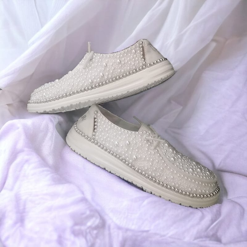Custom Comfort Loafers Pearl Bridal Slip-On Sneakers PDU002