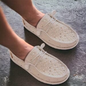Comfort Loafers Custom Pearl Slip-On Wedding Sneakers PDU003