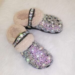 Bling Crystal Clogs With Insole -Ladies' Rhinestone Warm Slippers RCL002