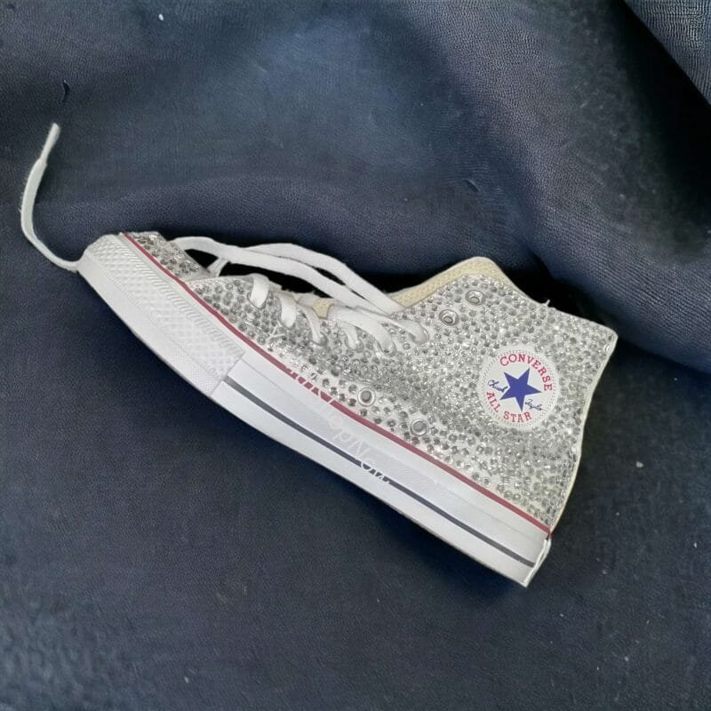 Bedazzled Chuck For Bride Rhinestone Sneakers -White Crystal - Image 6