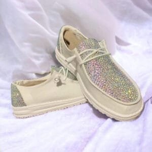 Custom Bling Comfort Loafers Wedding Shoes For Bride- Rhinestone Bridal Sneakers