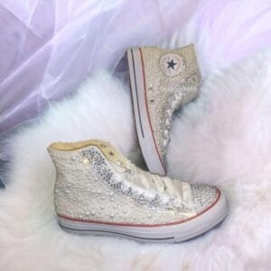 Custom Bezazzled Chuck Bridal Sneakers -Pearl & Rhinestone
