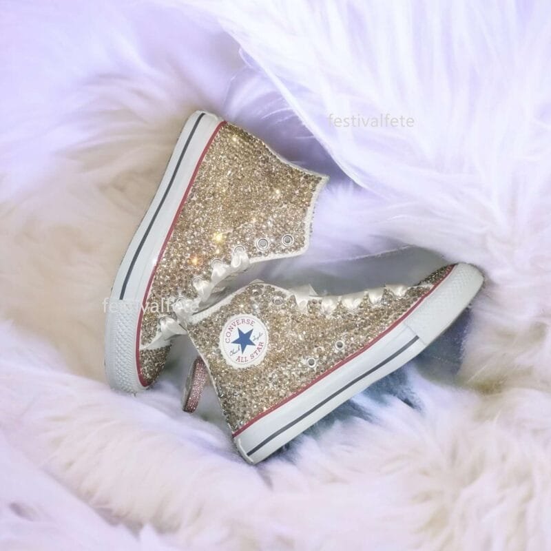 Custom Chuck For Bridal Rhinestone Sneakers -Champagne Gold - Image 2