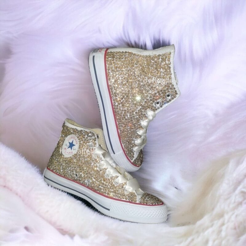 Custom Chuck For Bridal Rhinestone Sneakers -Champagne Gold - Image 4