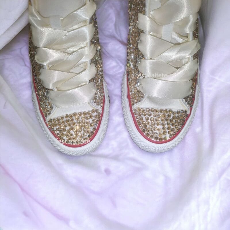 Custom Chuck For Bridal Rhinestone Sneakers -Champagne Gold - Image 5
