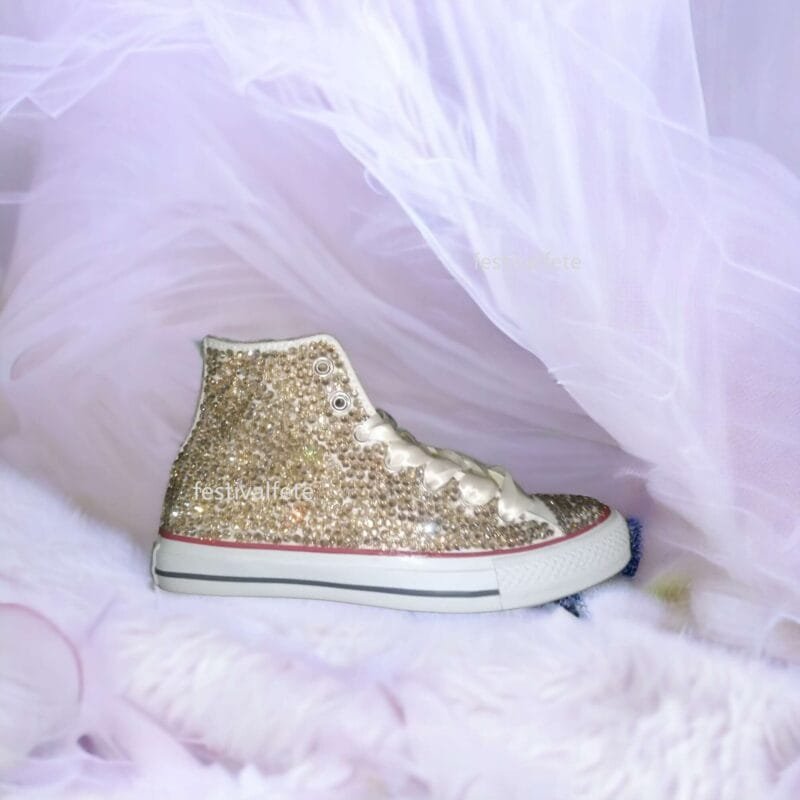 Custom Chuck For Bridal Rhinestone Sneakers -Champagne Gold - Image 7