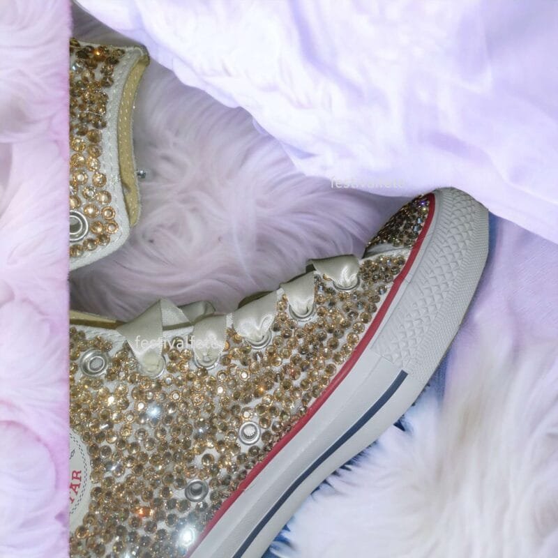 Custom Chuck For Bridal Rhinestone Sneakers -Champagne Gold - Image 9