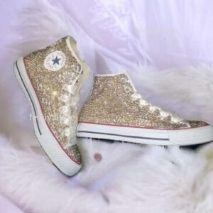 Custom Chuck For Bridal Rhinestone Sneakers -Champagne Gold