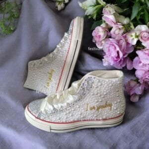 Custom Name Chuck For Bride -Monogram Wedding Sneakers