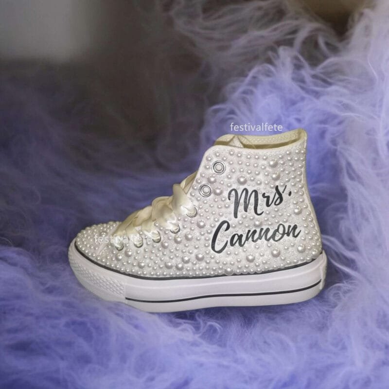 Custom Wedding Chuck For Bride -Monogram Bling Chuck - Image 2