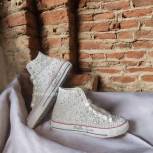 custom wedding sneakers -classic canvas bridal shoes