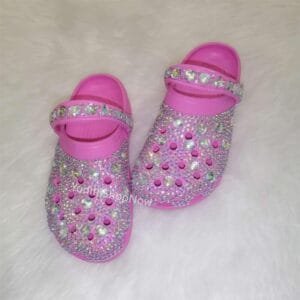 Custom Sparkly Rhinestone Clogs Bling Crystal Sandals -Pink